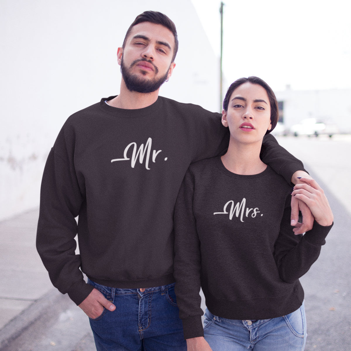 Melni džemperi bez kapucēm pāriem "Mr&Mrs"