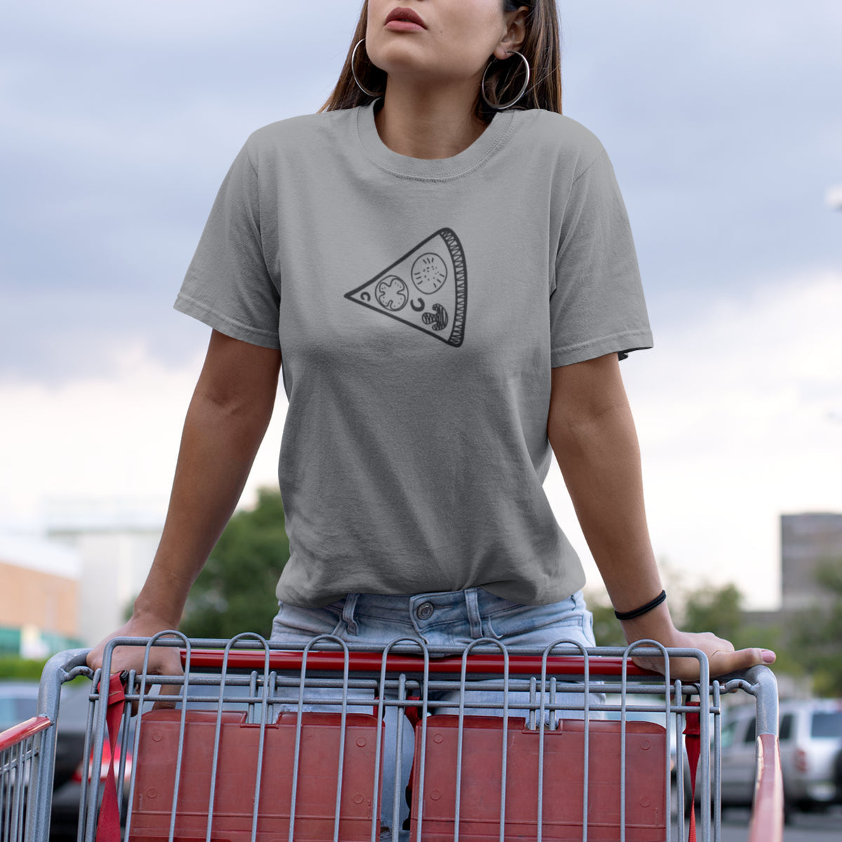 Pelēki melanža unisex krekli pāriem "Pica"