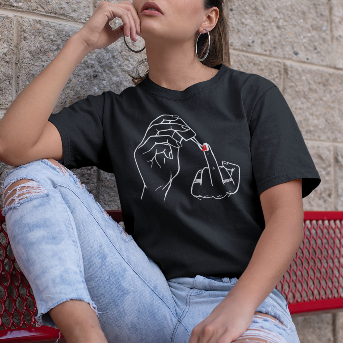 Melns UNISEX T-krekls Nagu laka