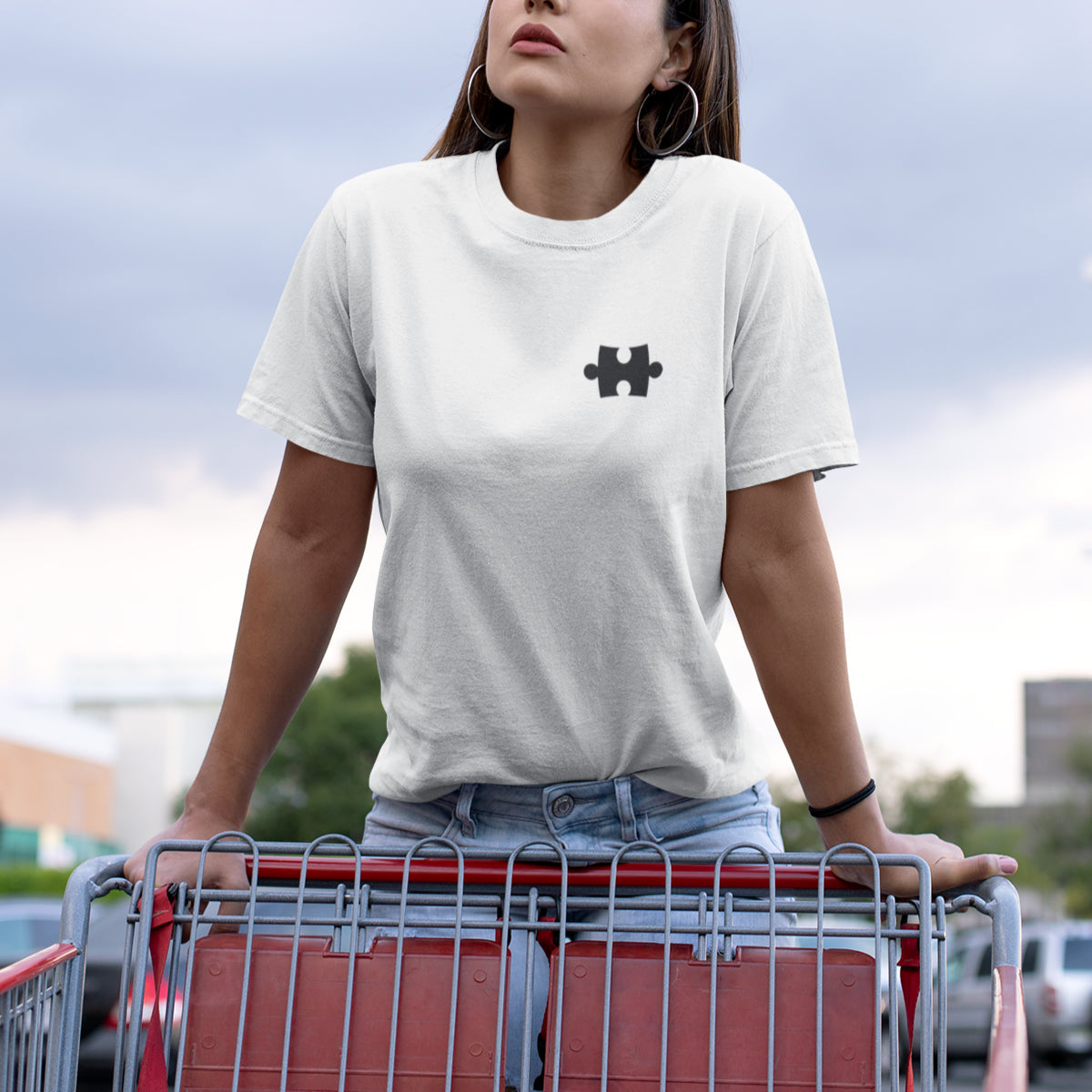 Balti unisex krekli pāriem "Puzle"