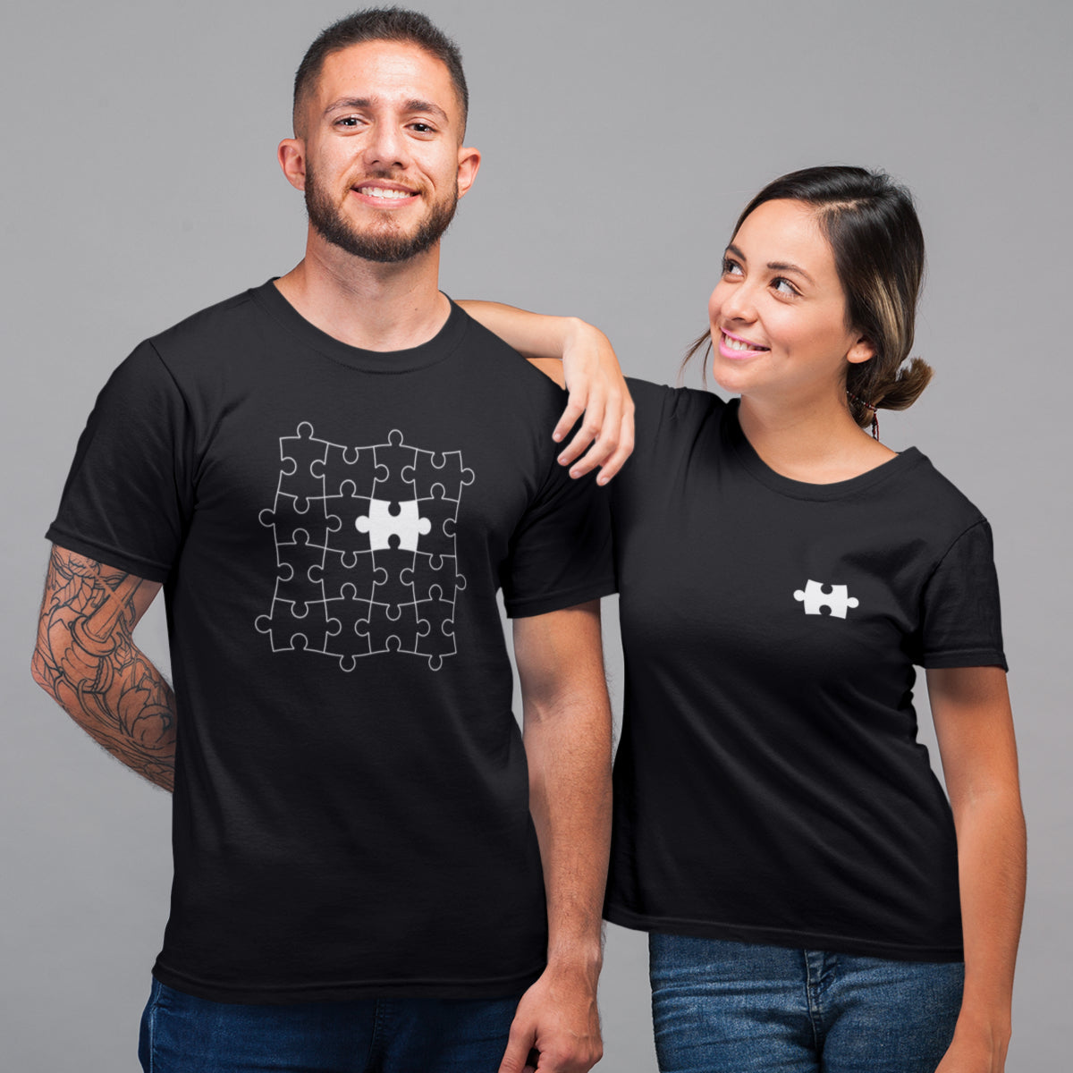 Melni unisex krekli pāriem "Puzle"