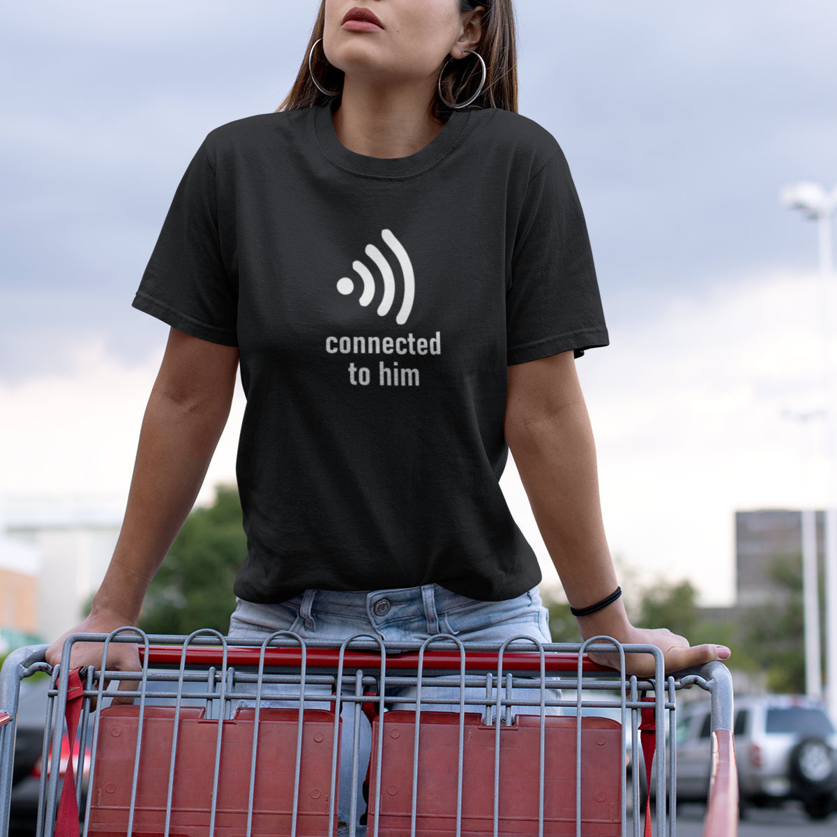 Melni unisex krekli pāriem "Wi-fi"
