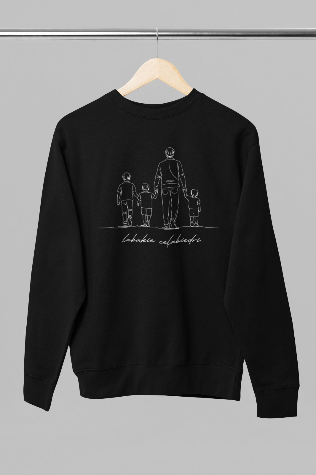 Melns UNISEX džemperis bez kapuces "Trīs dēli"