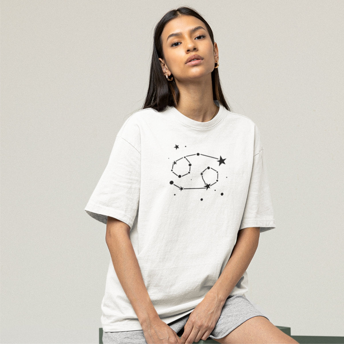 Balts UNISEX T-krekls Zodiaks Vēzis