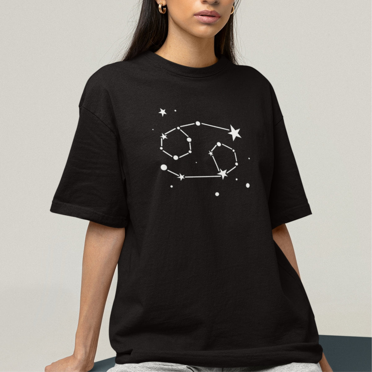 Melns UNISEX T-krekls Zodiaks Vēzis