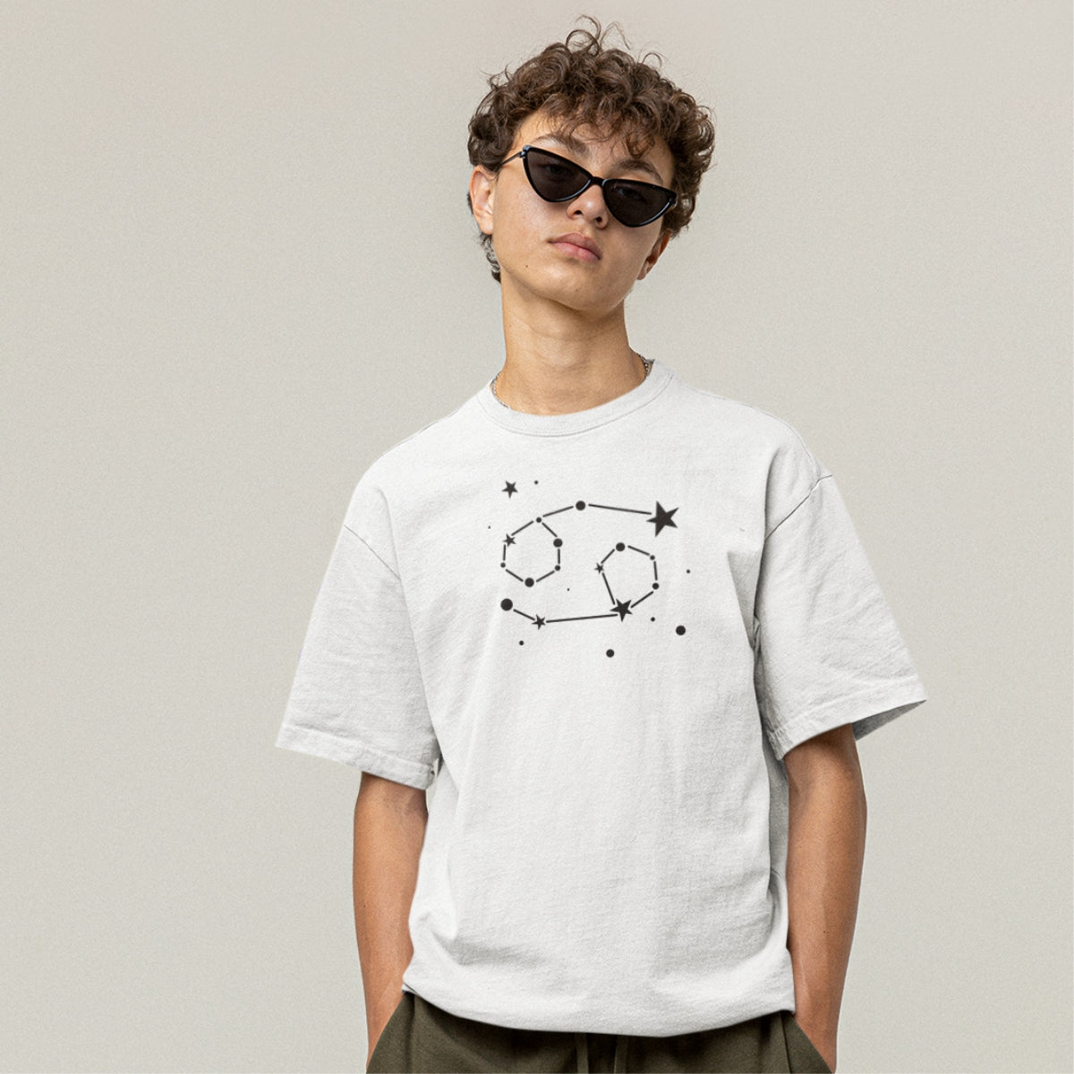 Balts UNISEX T-krekls Zodiaks Vēzis