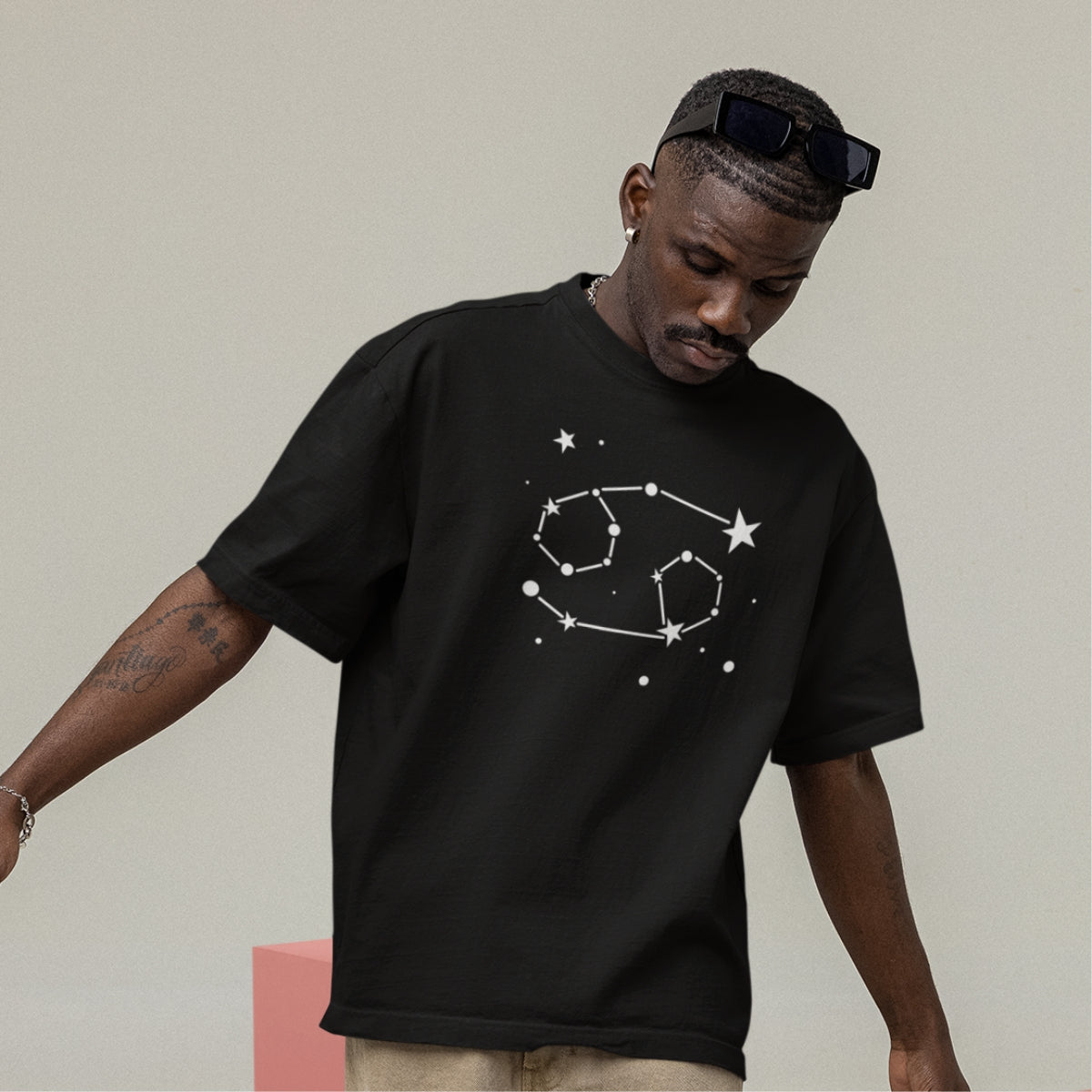 Melns UNISEX T-krekls Zodiaks Vēzis