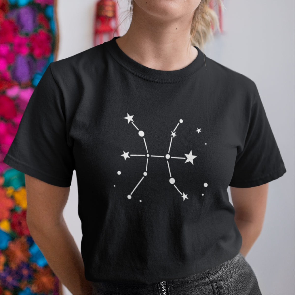 Melns UNISEX T-krekls Zodiaks Zivis